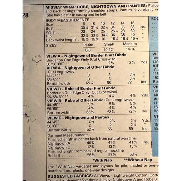 McCalls sewing pattern 6428 nightgown pajamas panties babydoll 1970s size small - Picture 4 of 5